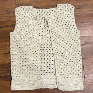 Cream Crochet Women's Sweater Vest